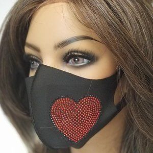Heart Shape Designed Rhinestone face Masks